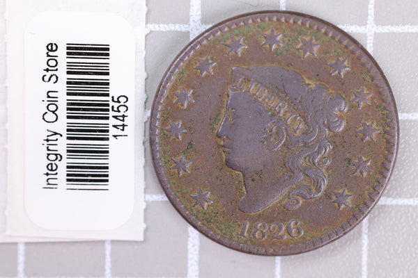 1826 Large Cent, Affordable Circulated Coin, Store Sale #14455