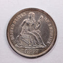 1867 Seated Liberty Dime., Mint State, Uncirculated Coin., Store Sale