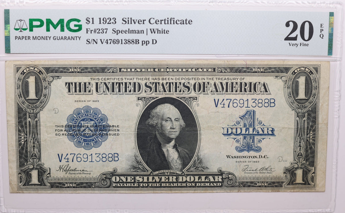 1923 $1 Silver Certificate, Fr#237, PMG VF-20, Store Sale #GLSC018