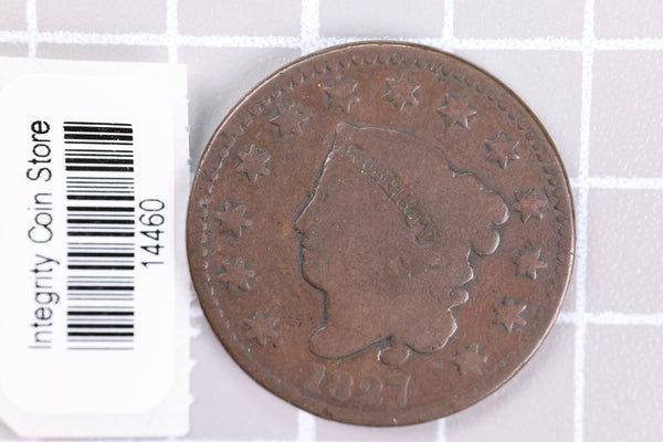 1827 Large Cent, Affordable Circulated Coin, Store Sale #14460