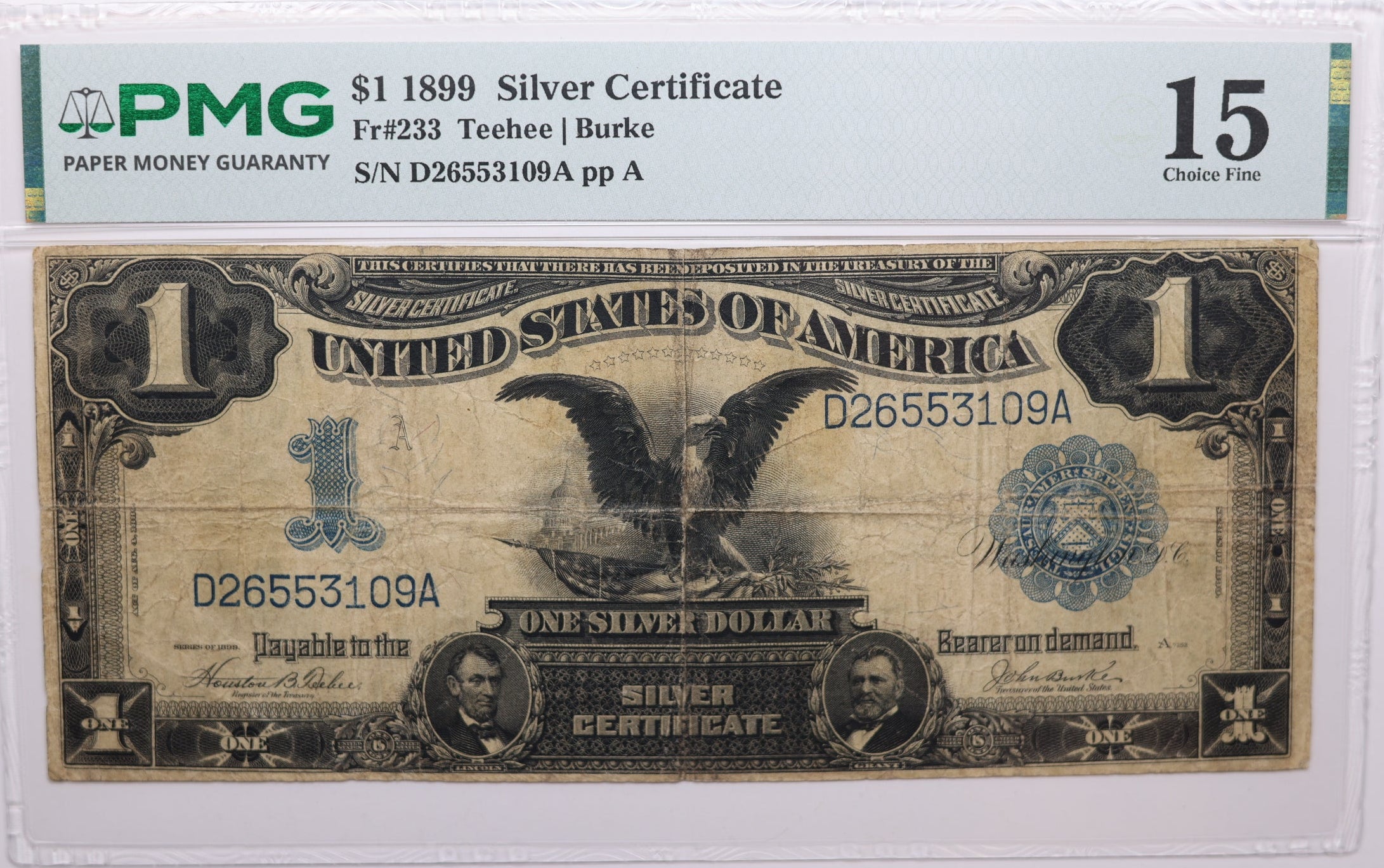 1899 $1 Silver Certificate, Fr#233, PMG Choice F-15, Store Sale #GLSC019