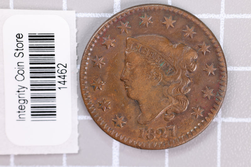 1827 Large Cent, Affordable Circulated Coin, Store Sale