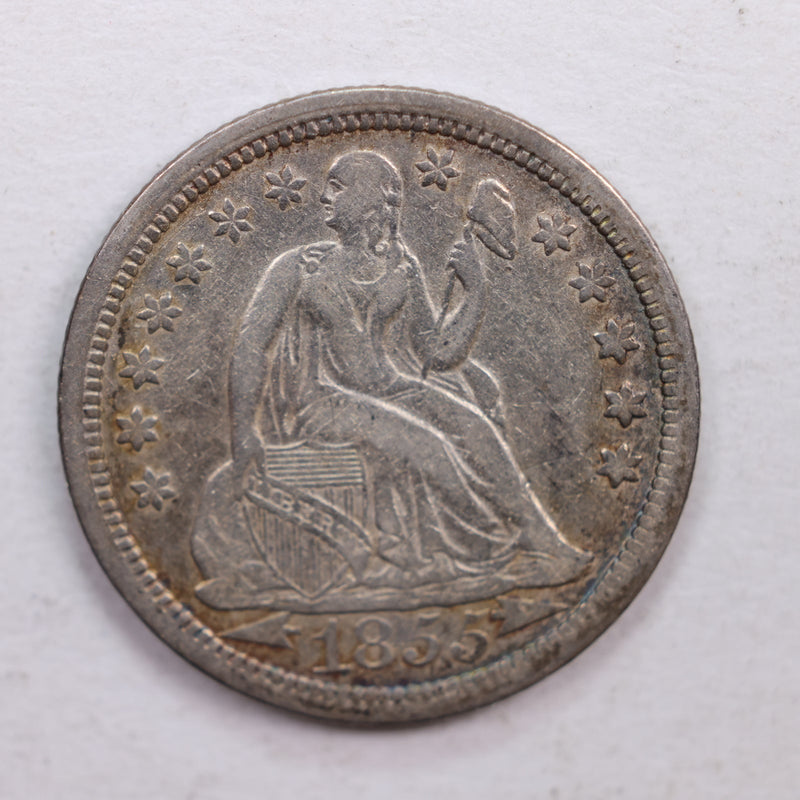 1855 Seated Liberty Dime., Very Fine Circulated Coin., Store Sale