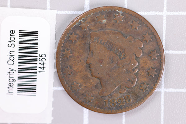 1828 Large Cent, Affordable Circulated Coin, Store Sale #14465