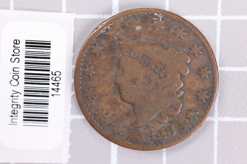 1828 Large Cent, Affordable Circulated Coin, Store Sale