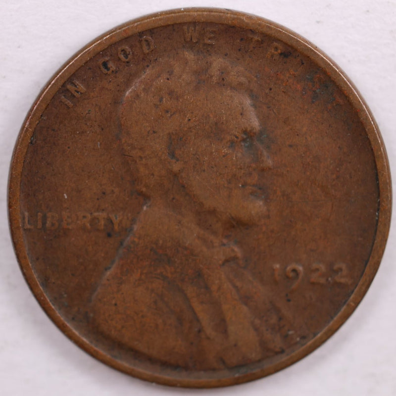 1922-D Lincoln Wheat Cent, Very Good Circulated Coin, Store
