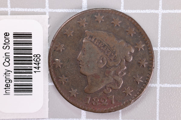 1827 Large Cent, Affordable Circulated Coin, Store Sale #14468