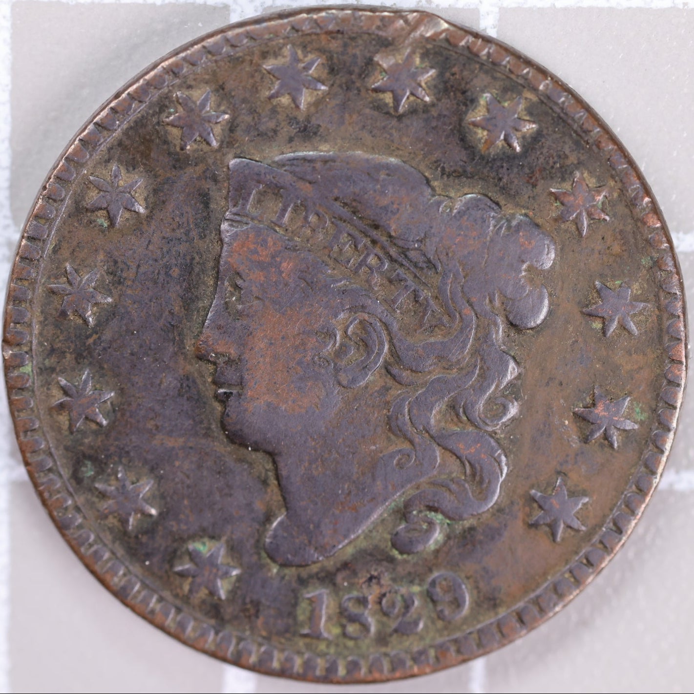 1829 Coronet Head Large Cent, Very Fine Circulated Coin, Store #14470