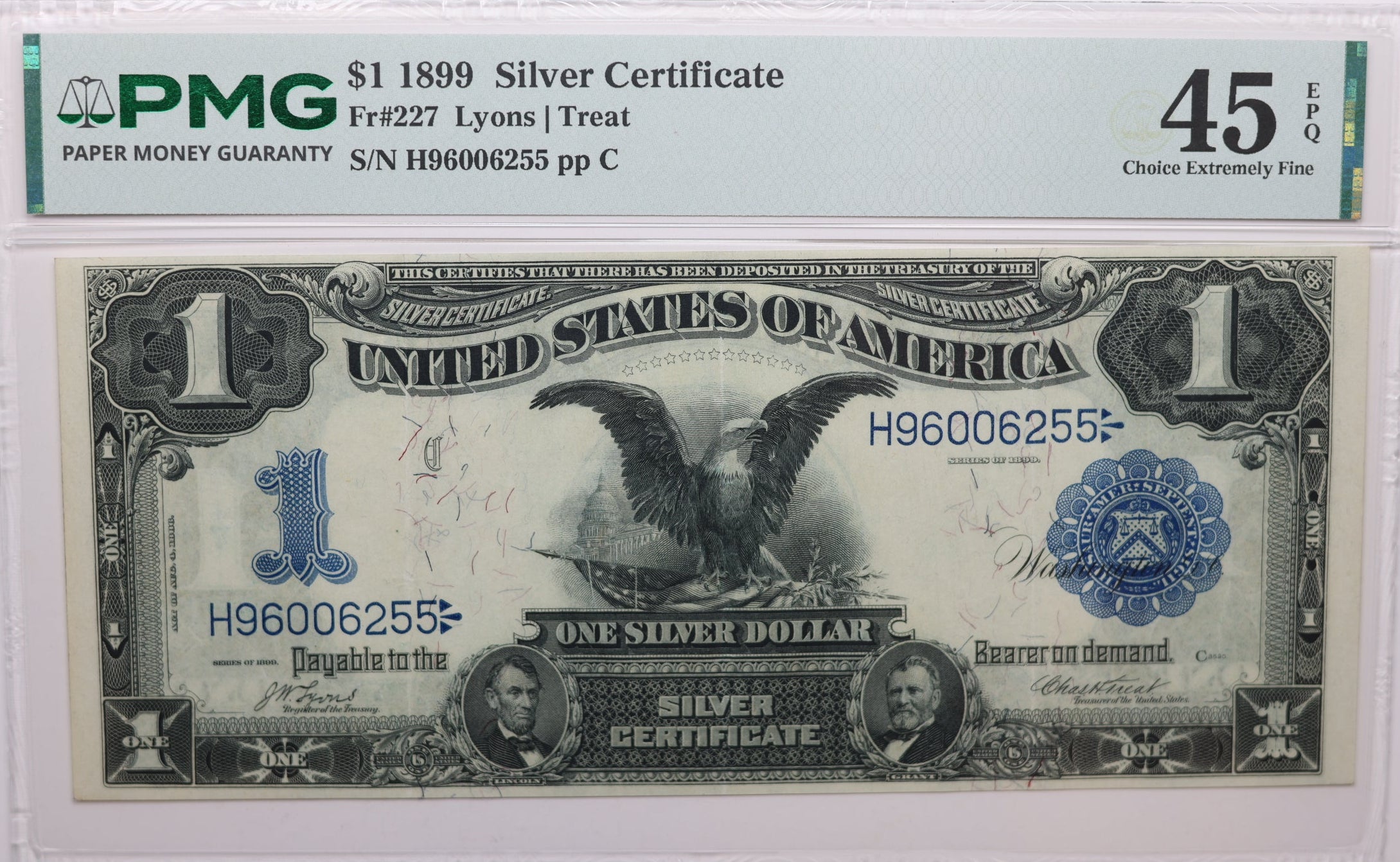 1899 $1 Silver Certificate, Fr#227, PMG Choice Extremely Fine-45, Store Sale #GLSC024