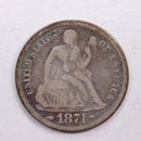 1874 Seated Liberty Dime., Very Fine Circulated Coin., Store Sale