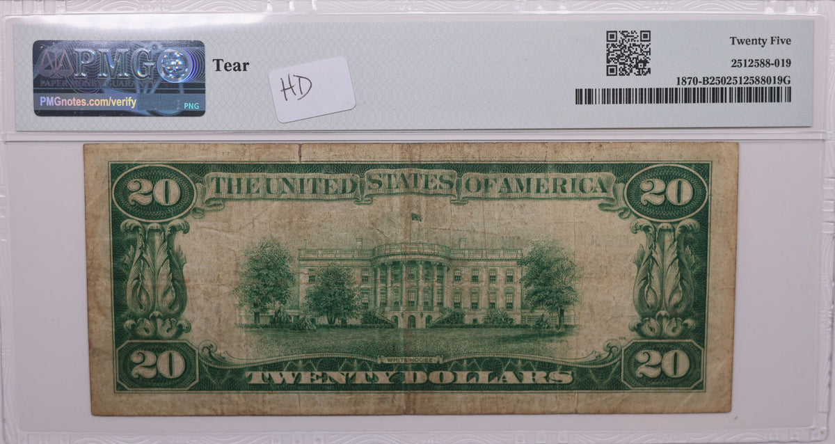1929 $20, New York, New York, National Currency, PMG VF-25, Store#NBN066