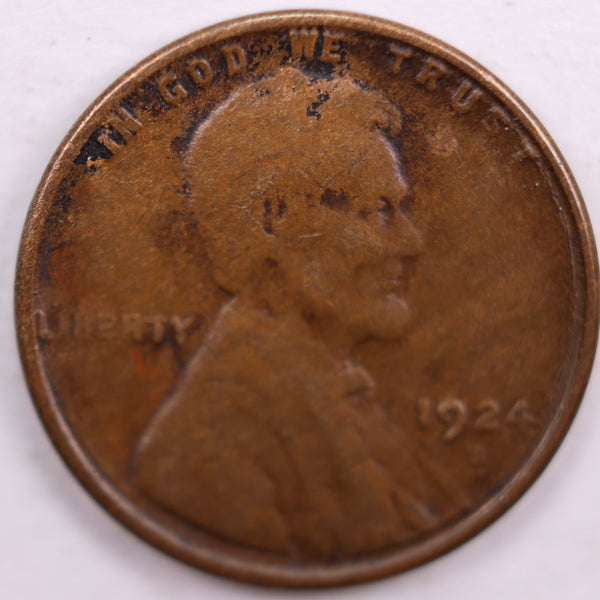 1924-S Lincoln Wheat Cent, Very Fine+ Circulated Coin, Store #CT0062