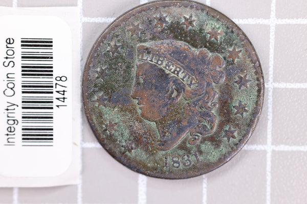 1831 Large Cent, Affordable Circulated Coin, Store Sale #14478
