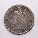 1876-CC Seated Liberty Dime., Extra Fine Circulated Coin., Store Sale