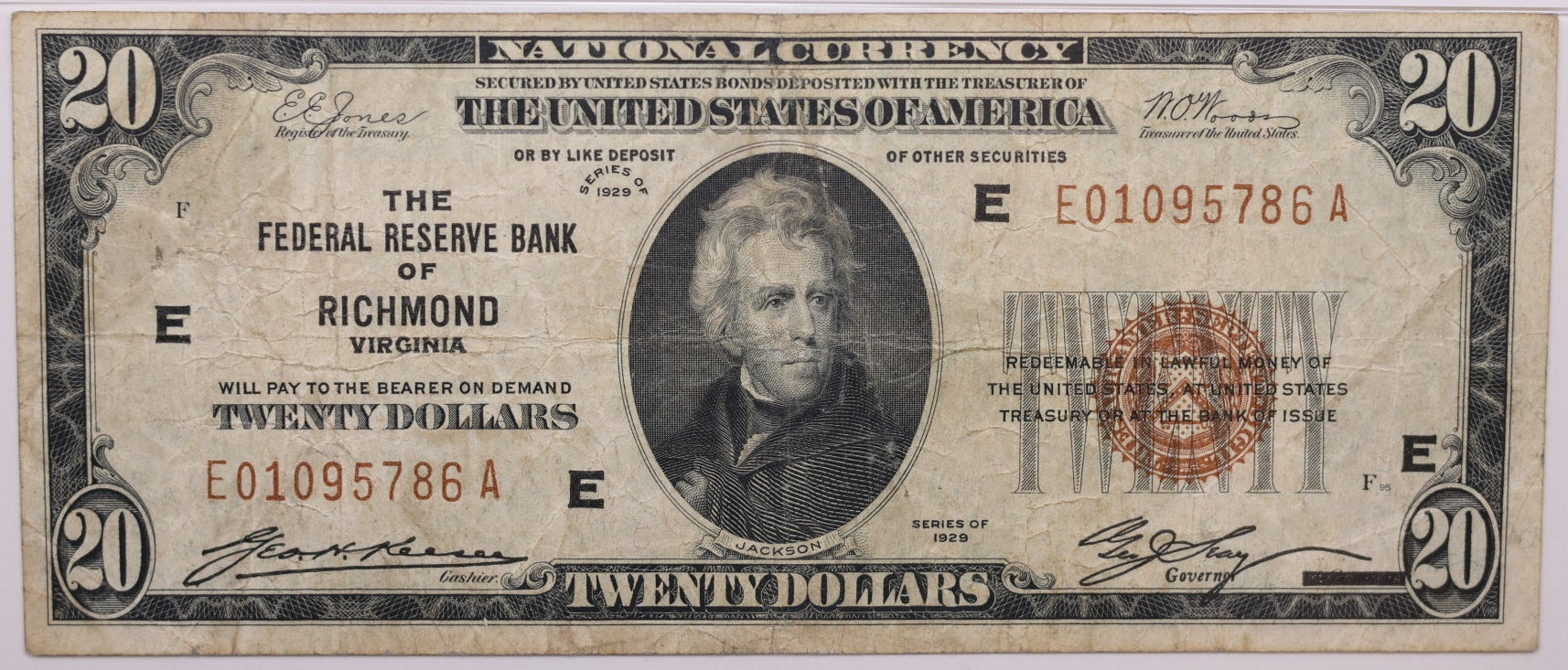 1929 $20, Richmond, Virginia, National Currency, PMG VF-20, Store#NBN067