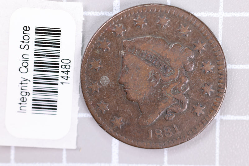 1831 Large Cent, Affordable Circulated Coin, Store Sale