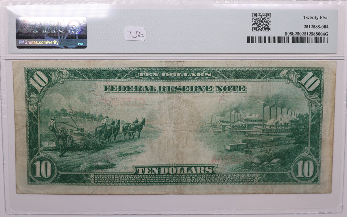 1914 $10 Federal Reserve Note, Chicago, Il, Fr#898b, PMG VF-25, GFRB005