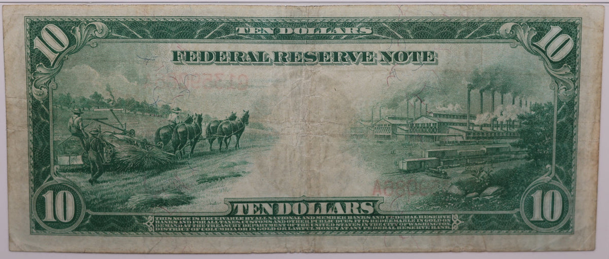 1914 $10 Federal Reserve Note, Chicago, Il, Fr#898b, PMG VF-25, GFRB005