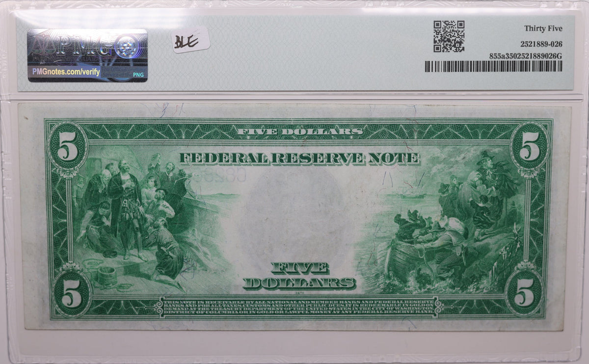 1914 $5 Federal Reserve Note, Philadelphia, PA, Fr#855a, PMG Choice VF-35, GFRB006