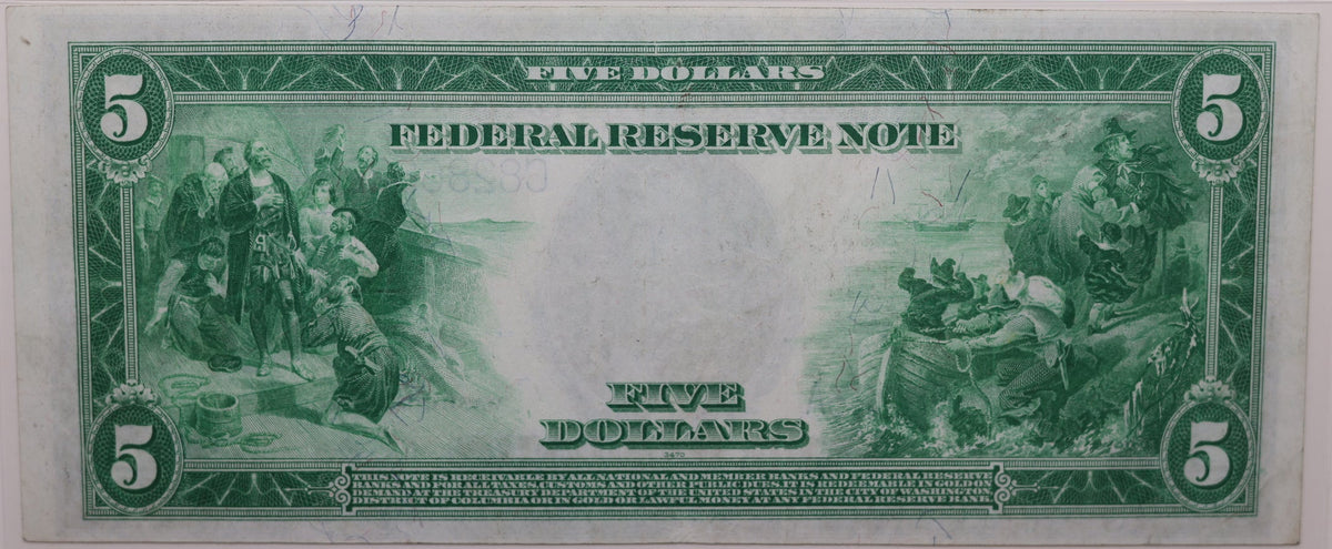 1914 $5 Federal Reserve Note, Philadelphia, PA, Fr#855a, PMG Choice VF-35, GFRB006