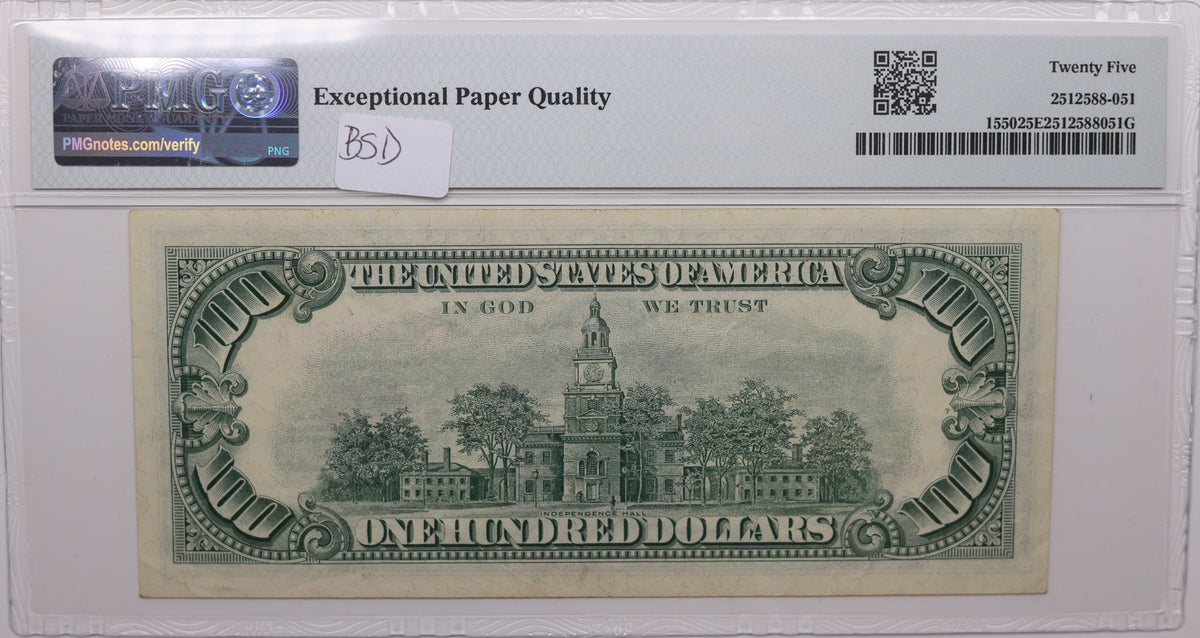 1966 $100, Legal Tender Note., Fr#1550 (AA Block), PMG VF-25., Store #GLT002