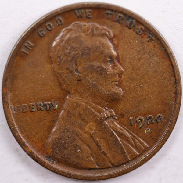 1920-D Lincoln Wheat Cent, Extra Fine Circulated Coin, Store #CT0072