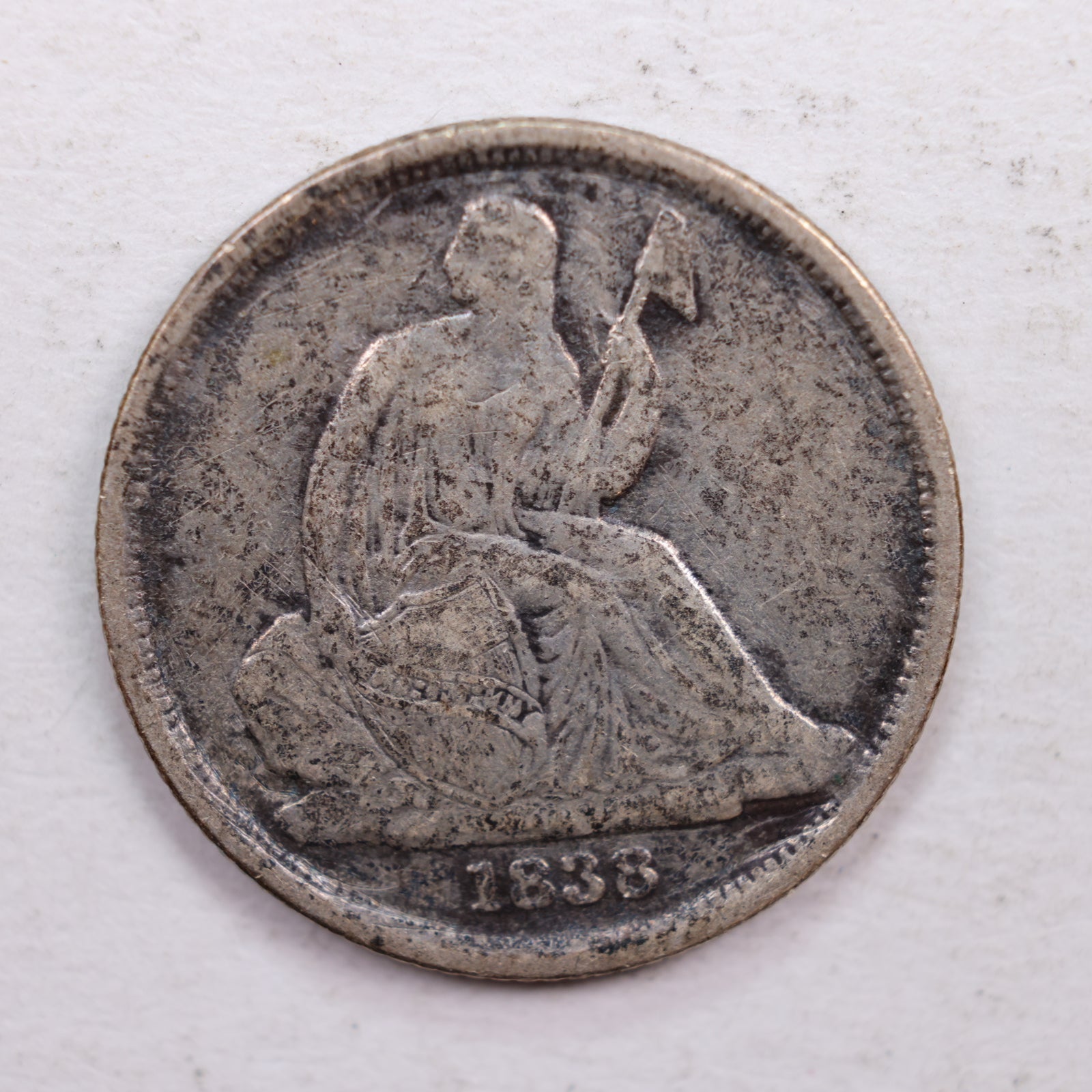 1838-O Seated Liberty Dime., Very Fine Circulated Coin., Store Sale #DE0397.