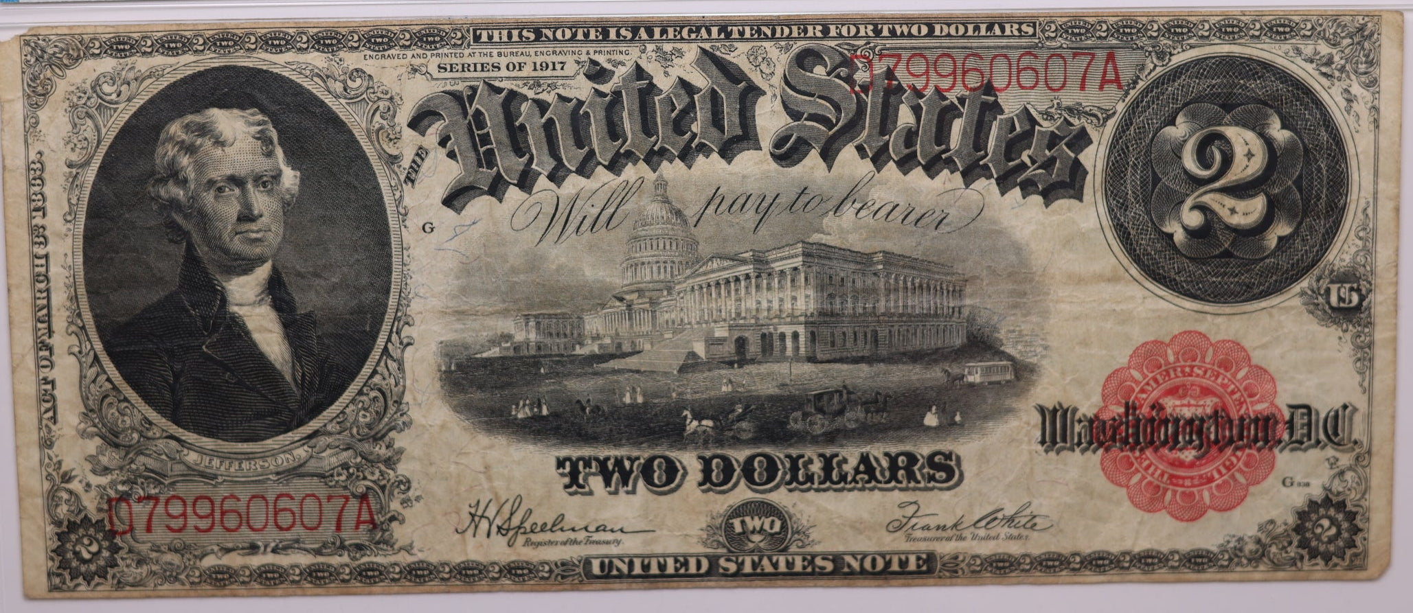 1917 $2, Legal Tender Note., Fr#60, PMG VF-20., Store #GLT004
