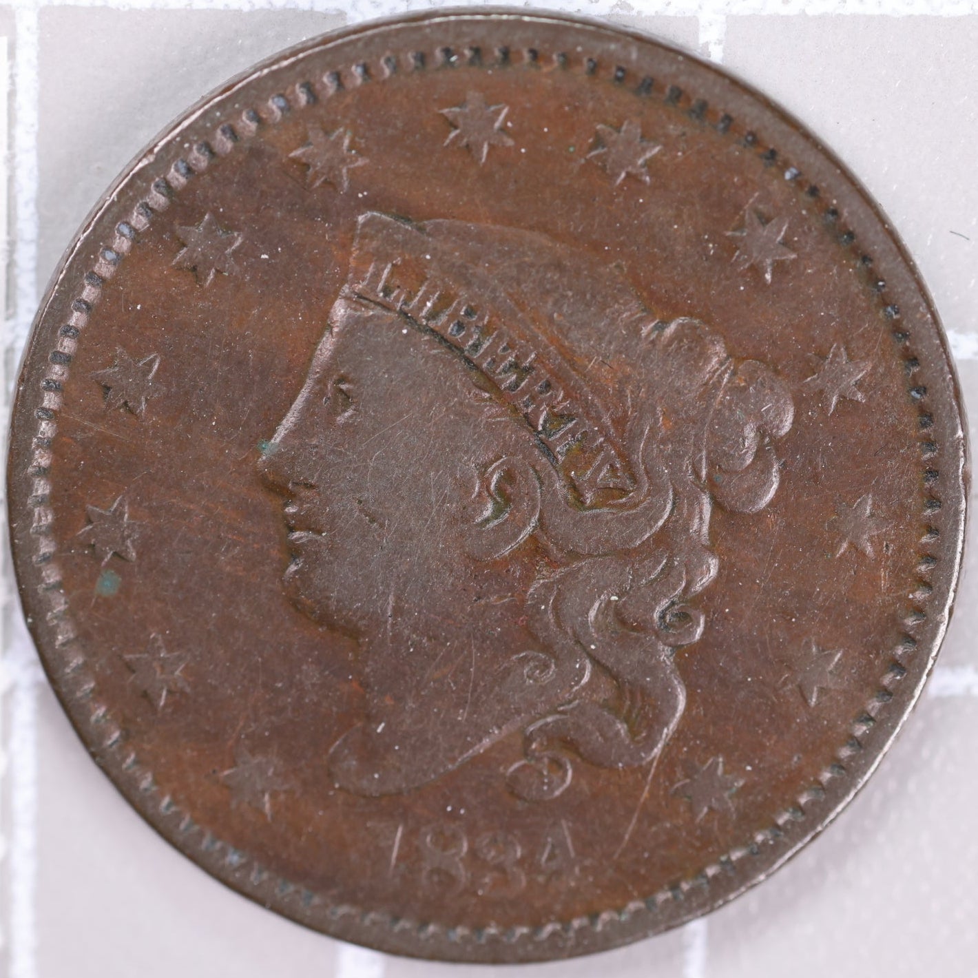 1834 Coronet Head Large Cent, Very Good Circulated Coin, Store #14491