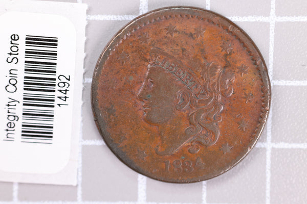 1834 Large Cent, Affordable Circulated Coin, Store Sale #14492