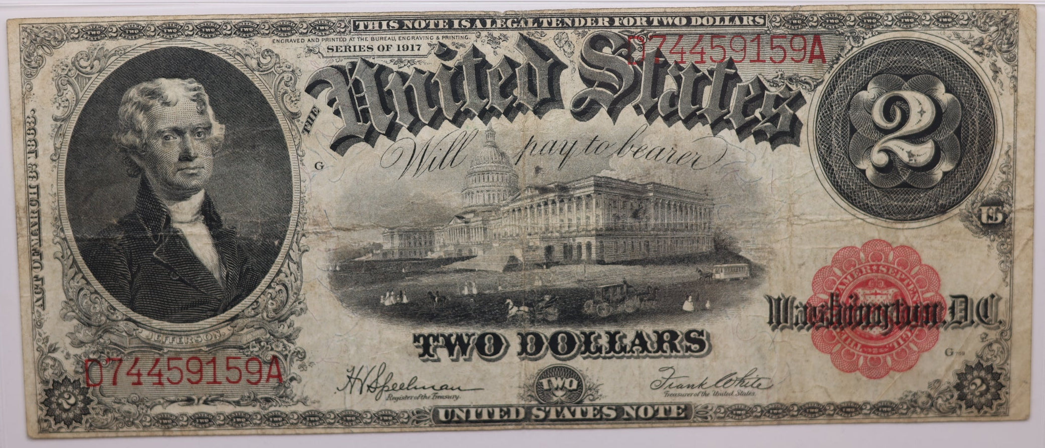 1917 $2, Legal Tender Note., Fr#60, PMG VF-20., Store #GLT005