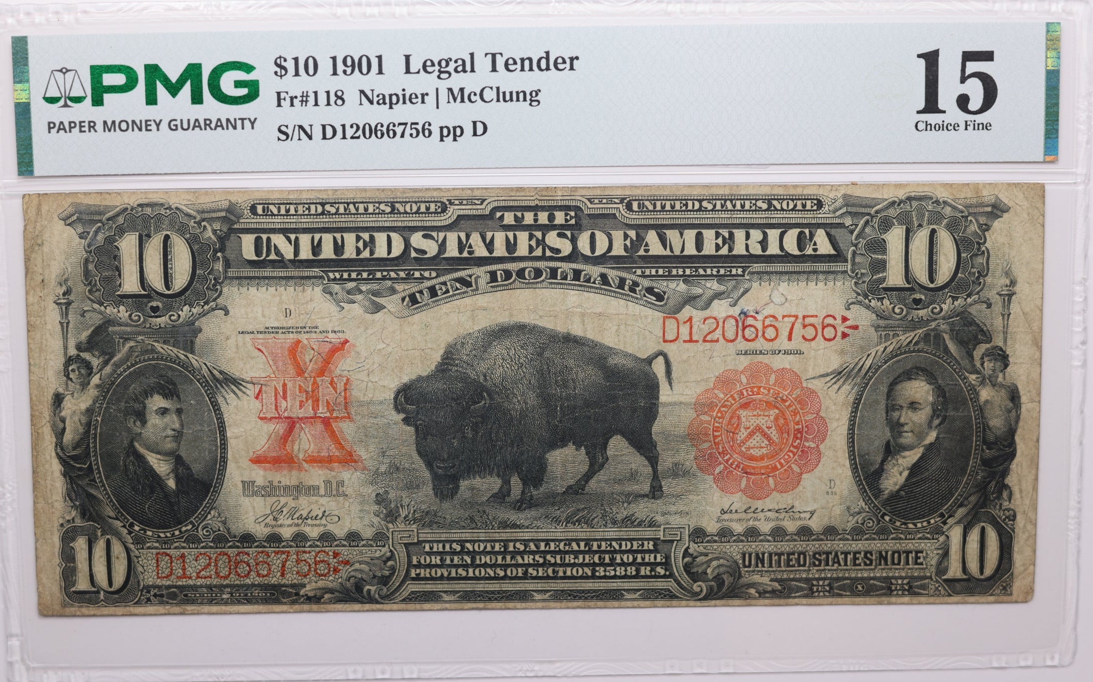 1901 $10, Legal Tender Note., Fr#118, PMG Choice Fine-15, Store #GLT006