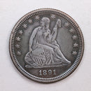 1891-O Seated Liberty Quarter., About Uncirculated Silver Coin., Store