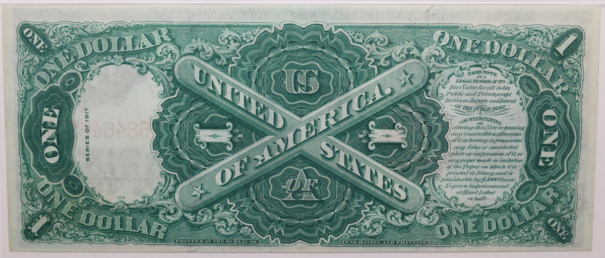 1917 $1, Legal Tender Note., Fr#37, PMG Choice UNC-63, Store #GLT009