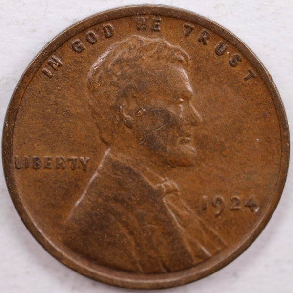 1924 Lincoln Wheat Cent, Extra Fine Circulated Coin, Store #CT0086