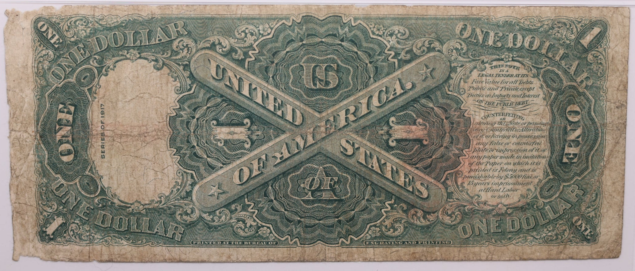 1917 $1, Legal Tender Note., Fr#39, PMG F-12, Store #GLT008