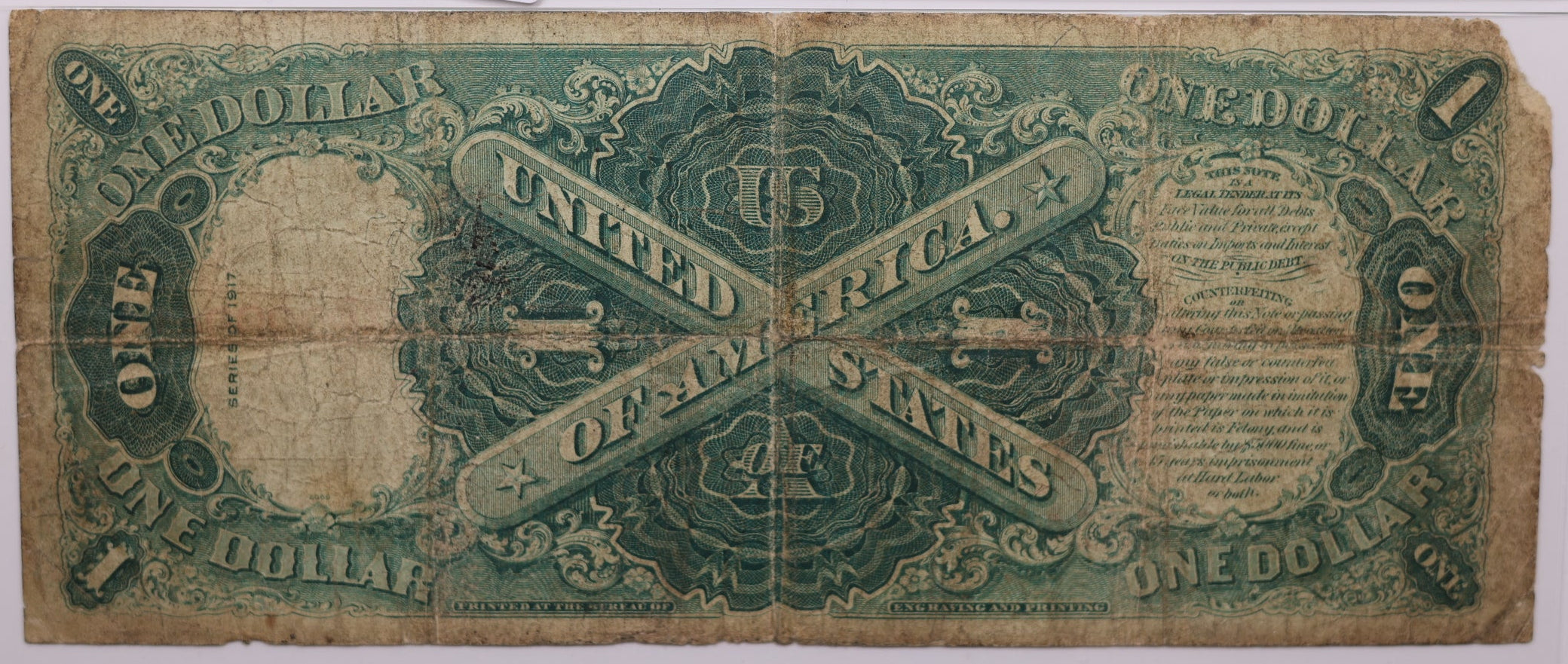 1917 $1, Legal Tender Note., Fr#38m, PMG F-12, Store #GLT010