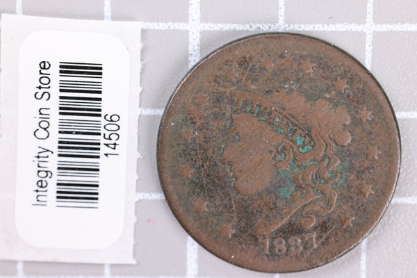 1837 Large Cent, Affordable Circulated Coin, Store Sale #14506