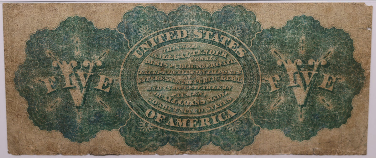 1862 $5, Legal Tender Note, Fr#62 New Series 1-23, PMG F-12, Store #GLT011