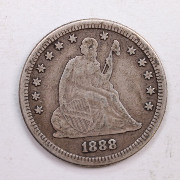 1888-S Seated Liberty Quarter., Very Fine Circulated Coin., Store #QR536.