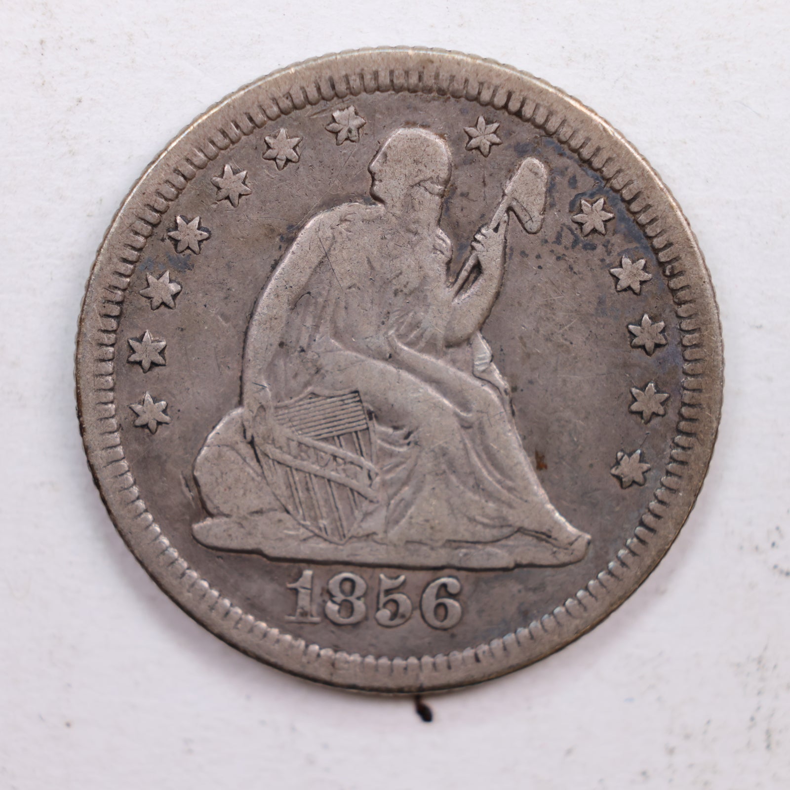 1856-O Seated Liberty Quarter., Extra Fine Circulated Coin., Store #QR537.