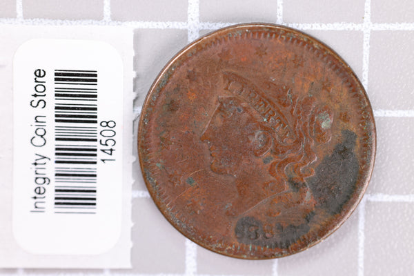 1838 Large Cent, Affordable Circulated Coin, Store Sale #14508