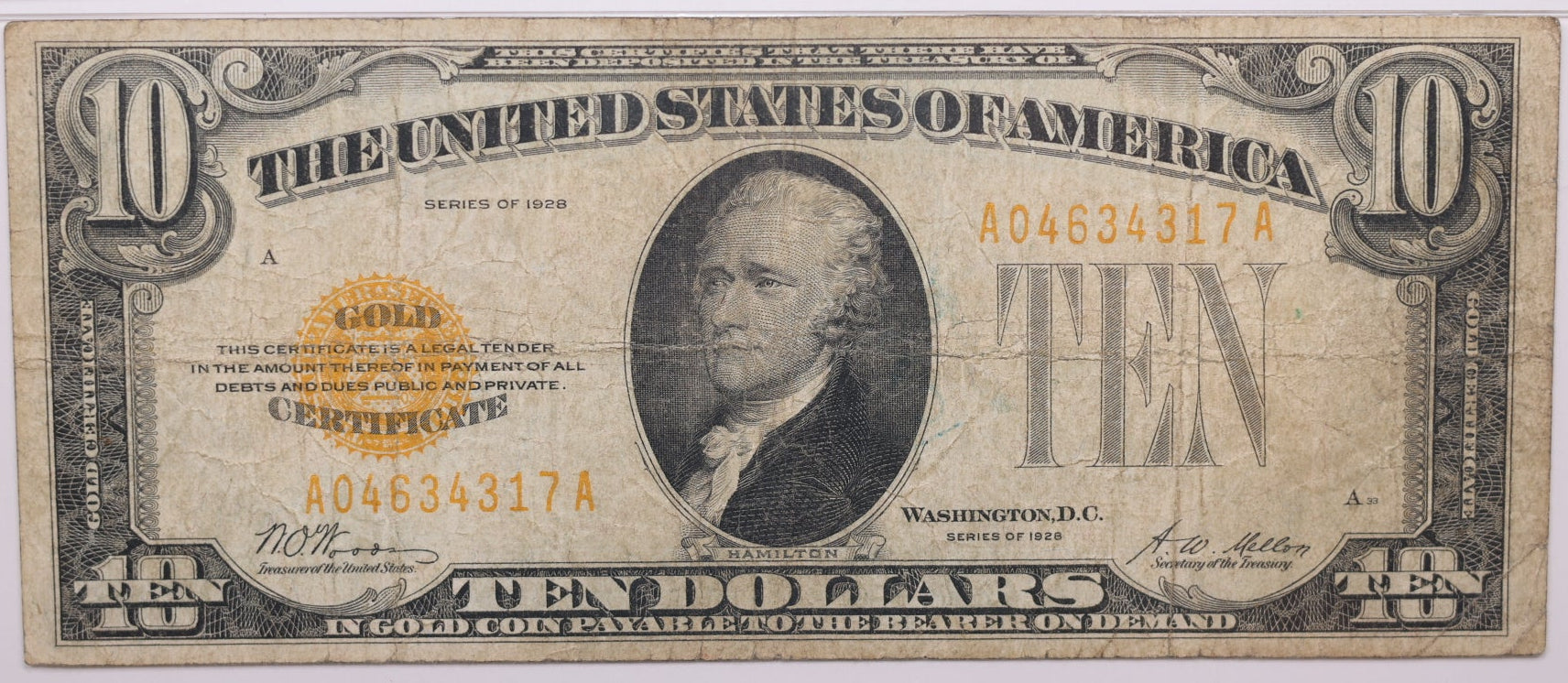 1928 $10 Gold Certificate, FR#2400 (AA Block), PMG Choice Fine-15, Store Sale #GCE002