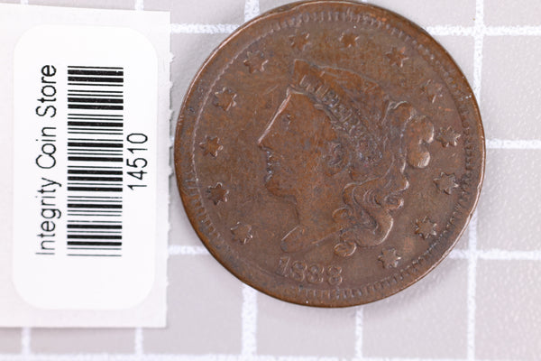 1838 Large Cent, Affordable Circulated Coin, Store Sale #14510