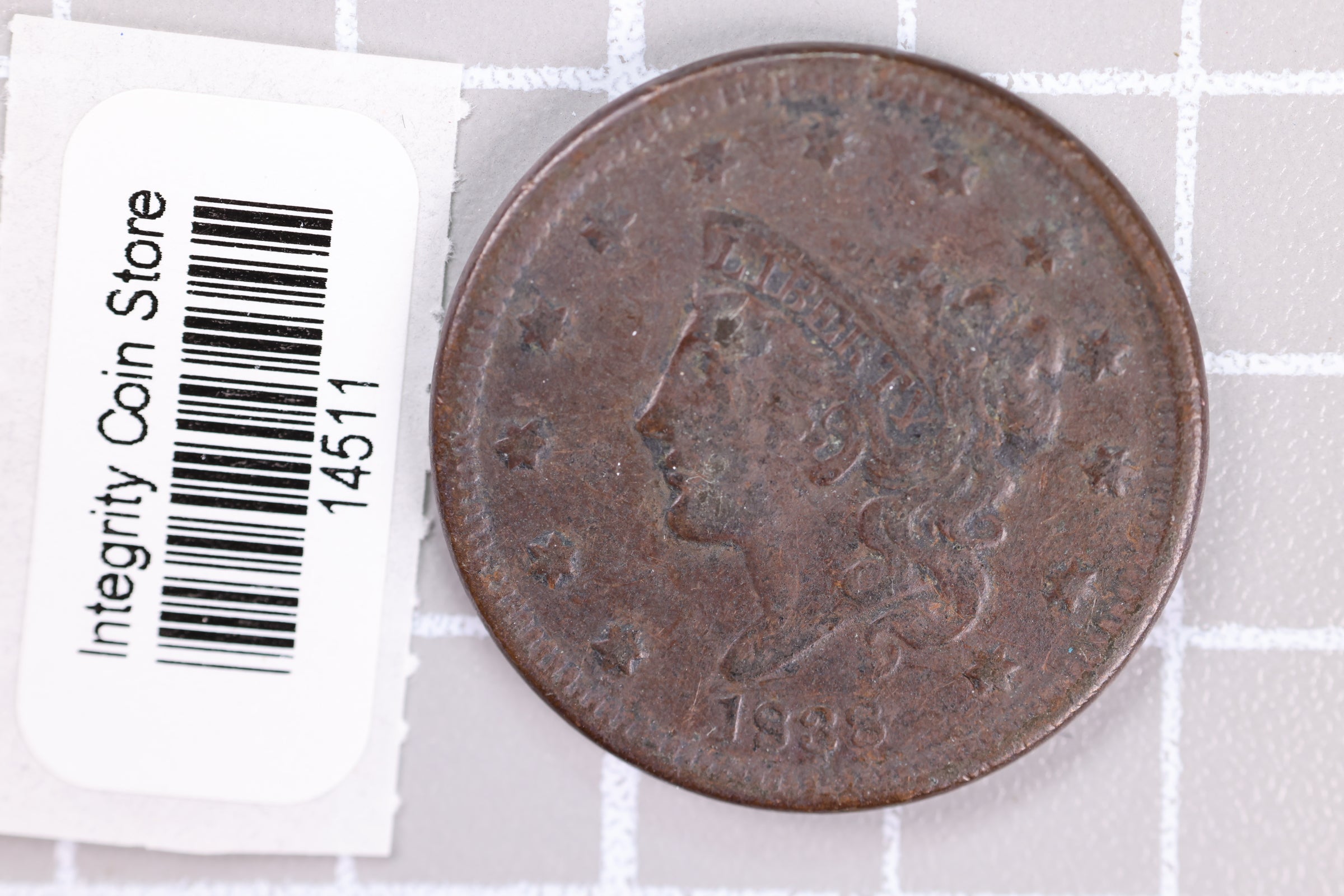 1838 Large Cent, Affordable Circulated Coin, Store Sale #14511
