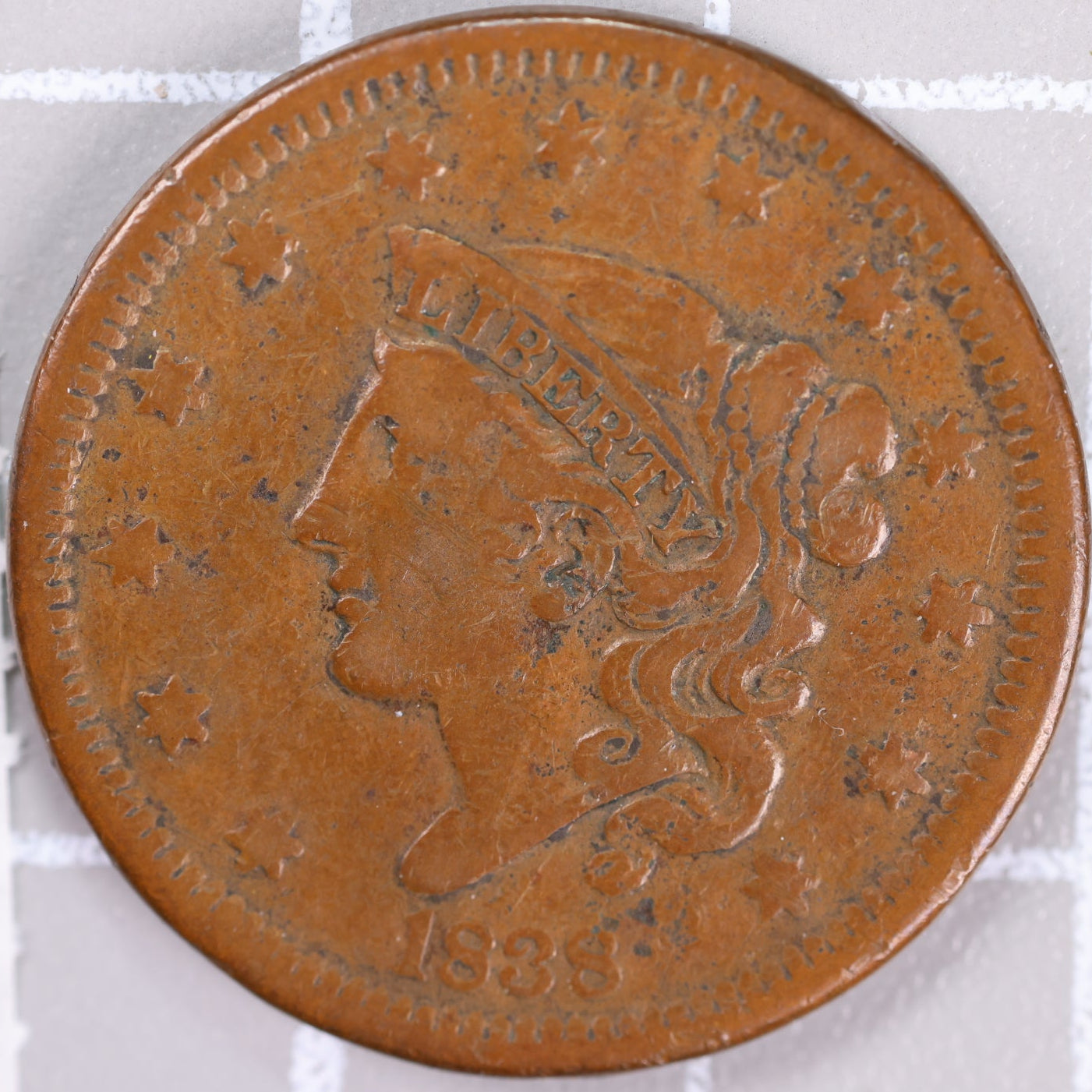 1838 Coronet Head Large Cent, Very Fine Circulated Coin, Store #14512