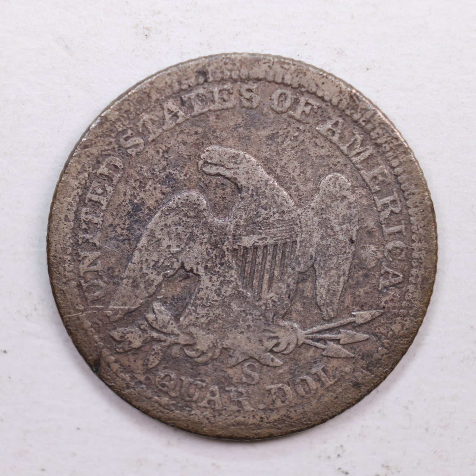 1859-S Seated Liberty Quarter., Very Good Details, Circulated Coin., Store #QR540.