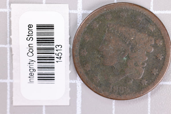 1838 Large Cent, Affordable Circulated Coin, Store Sale #14513