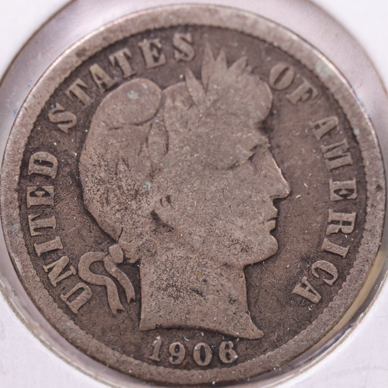 1906 Barber Dime, Very Good Circulated Coin, Store #19479