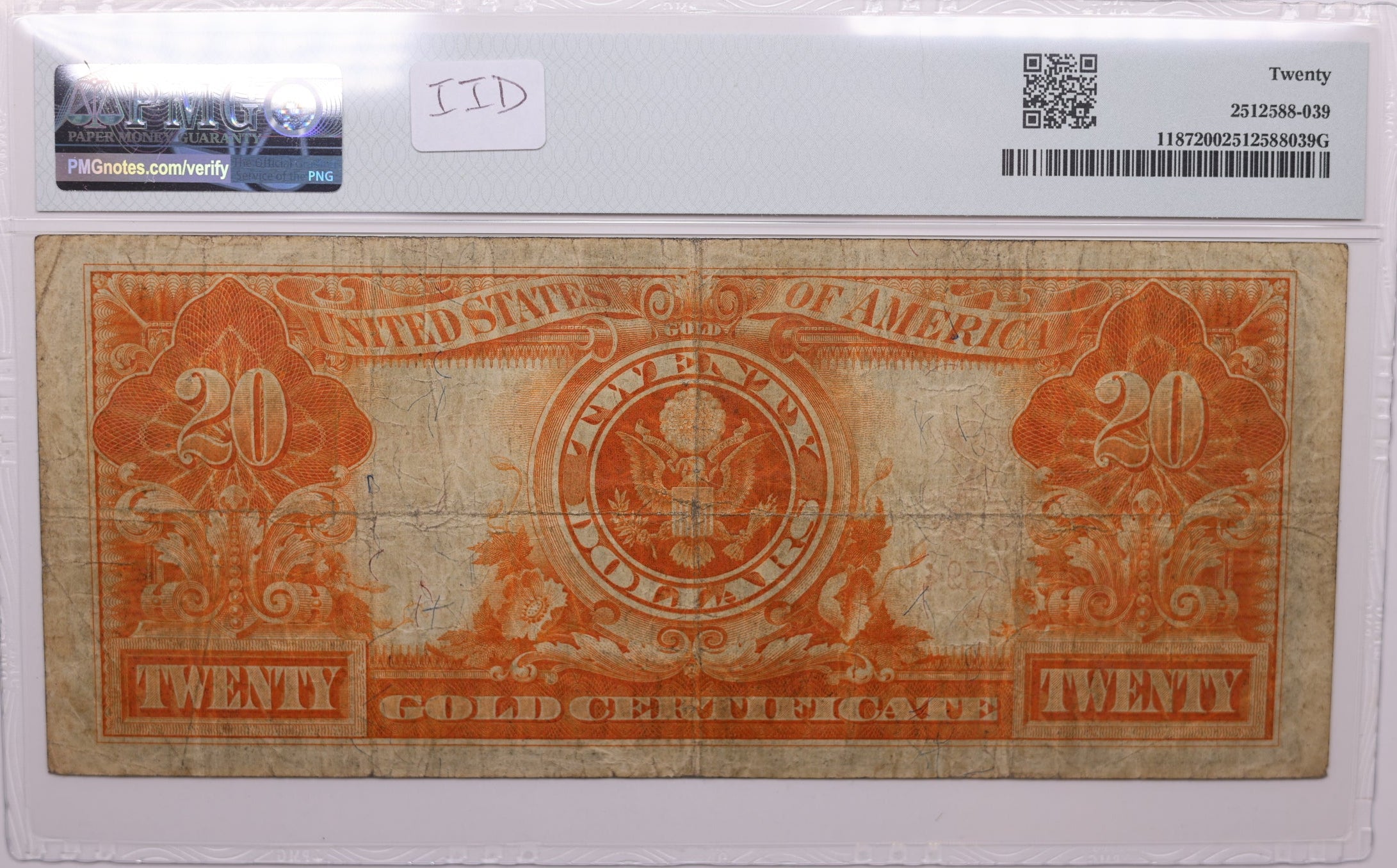 1922 $20 Gold Certificate, FR#1187, PMG Very Fine-20, Store Sale #GCE009